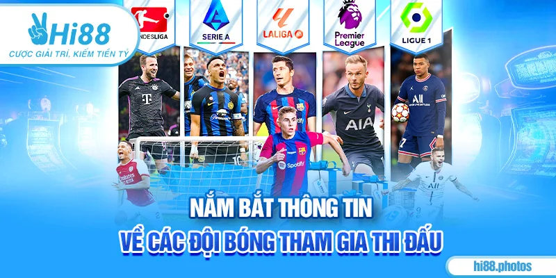 Nắm bắt thông tin về các đội bóng tham gia thi đấu